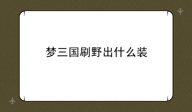 梦三国刷野出什么装